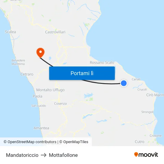 Mandatoriccio to Mottafollone map