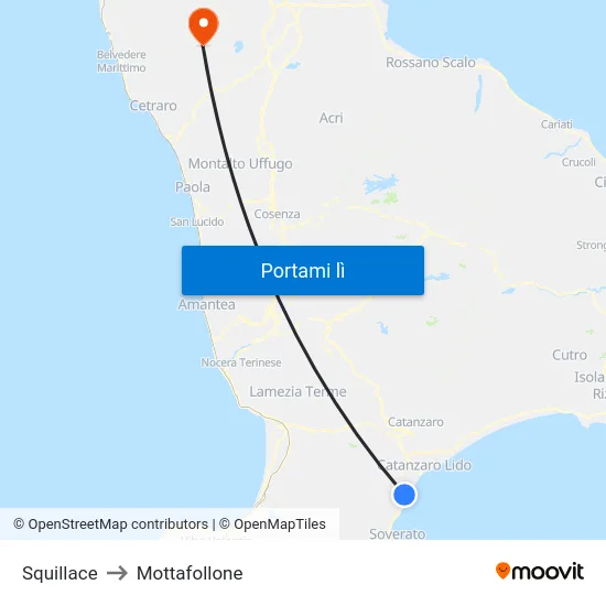 Squillace to Mottafollone map