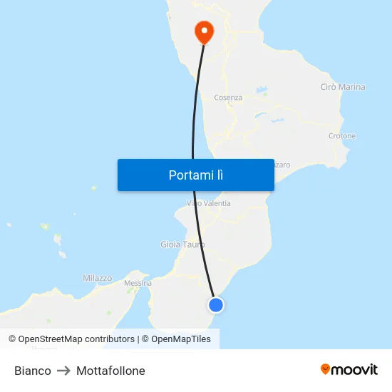 Bianco to Mottafollone map