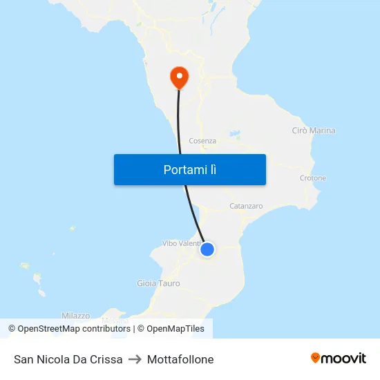 San Nicola Da Crissa to Mottafollone map