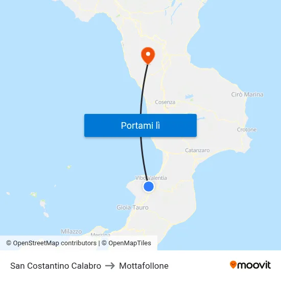 San Costantino Calabro to Mottafollone map