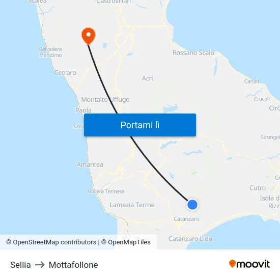 Sellia to Mottafollone map