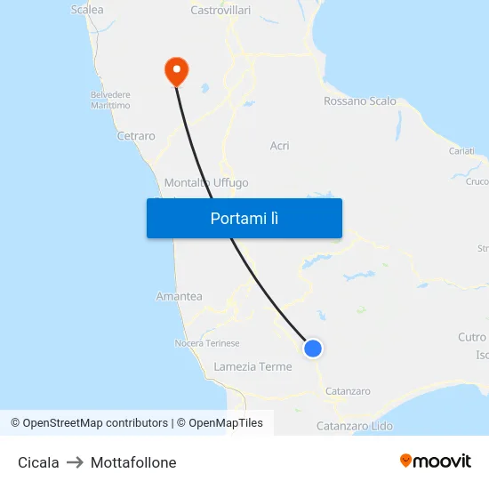 Cicala to Mottafollone map