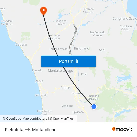 Pietrafitta to Mottafollone map