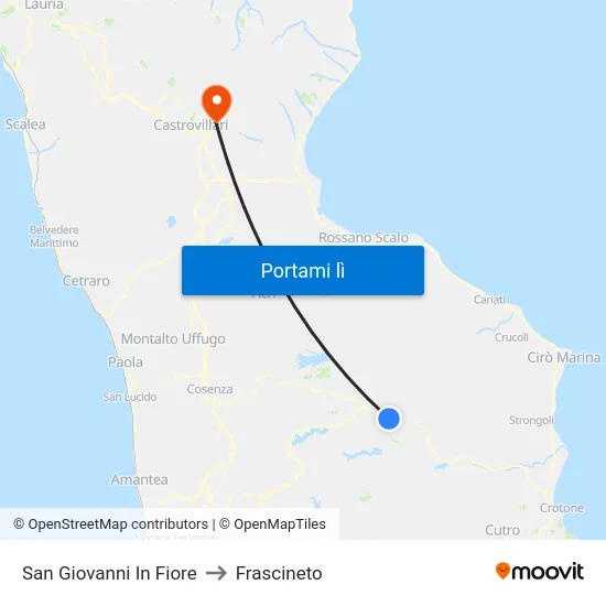 San Giovanni In Fiore to Frascineto map