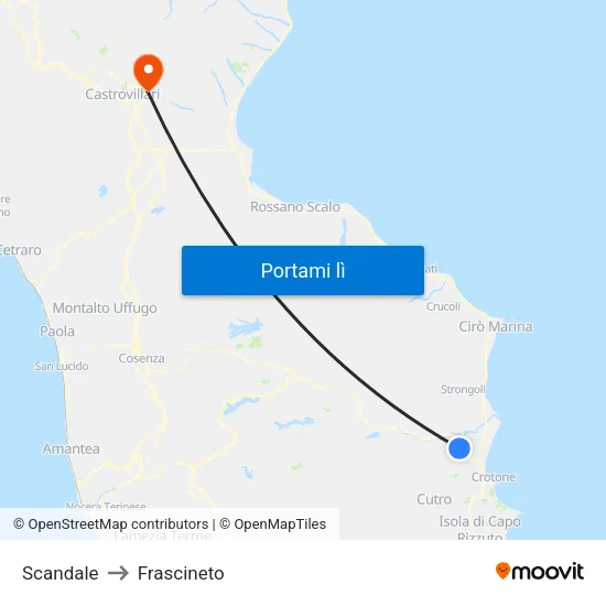 Scandale to Frascineto map