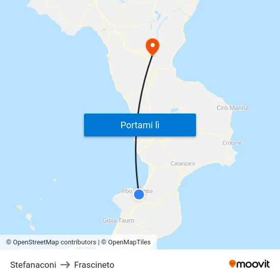 Stefanaconi to Frascineto map