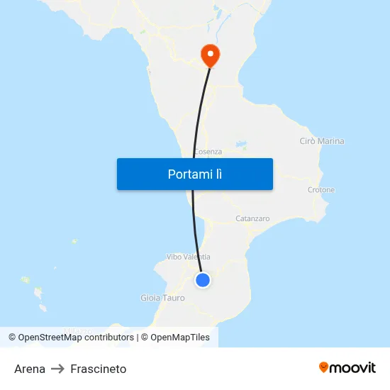 Arena to Frascineto map