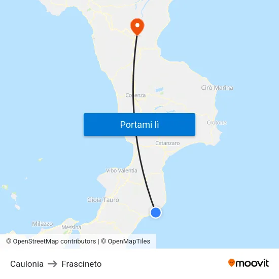 Caulonia to Frascineto map