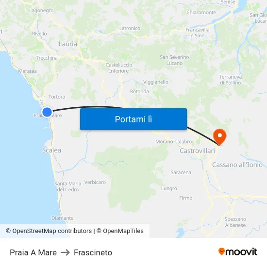 Praia A Mare to Frascineto map