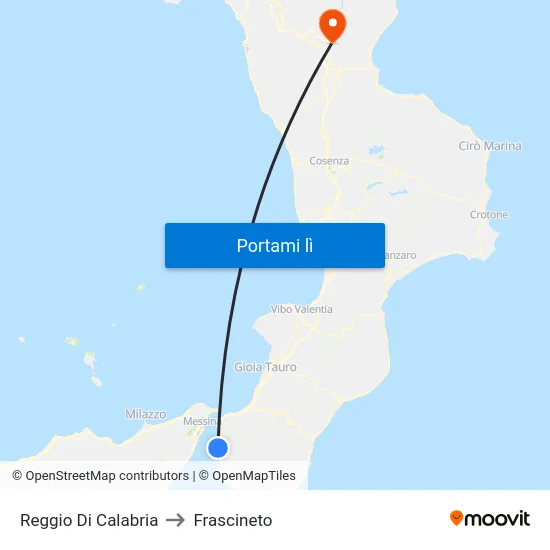 Reggio Di Calabria to Frascineto map
