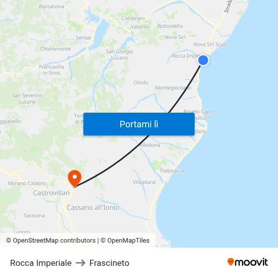 Rocca Imperiale to Frascineto map