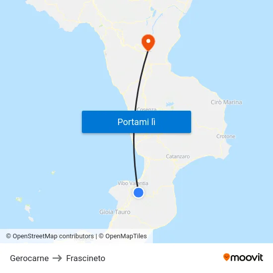 Gerocarne to Frascineto map