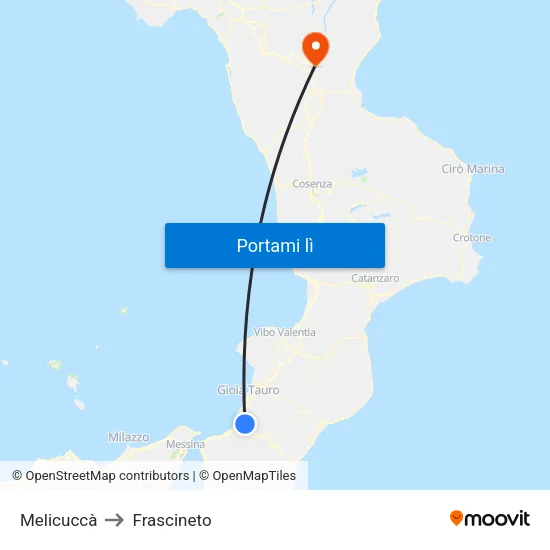 Melicuccà to Frascineto map