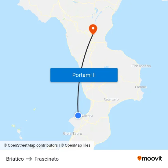 Briatico to Frascineto map