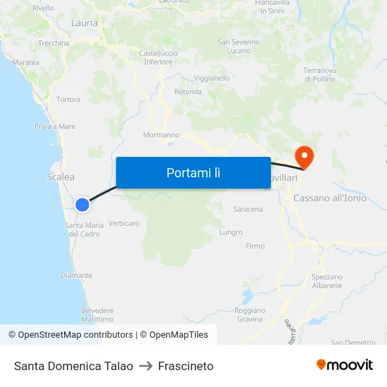 Santa Domenica Talao to Frascineto map