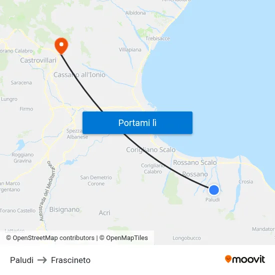 Paludi to Frascineto map