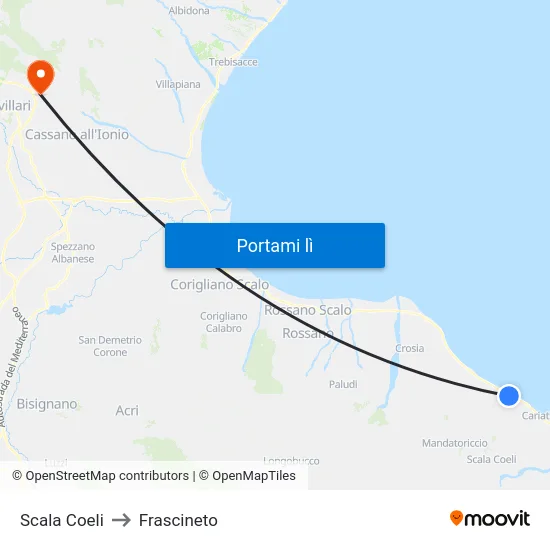 Scala Coeli to Frascineto map