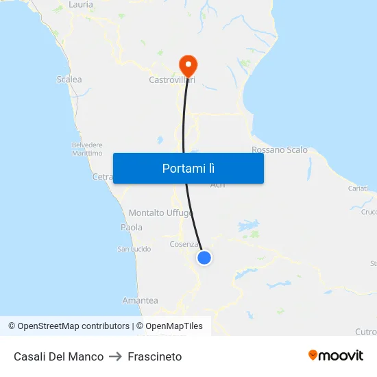 Casali Del Manco to Frascineto map