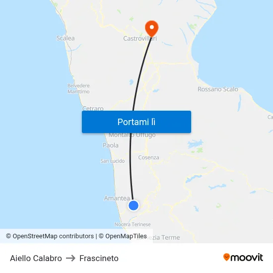 Aiello Calabro to Frascineto map