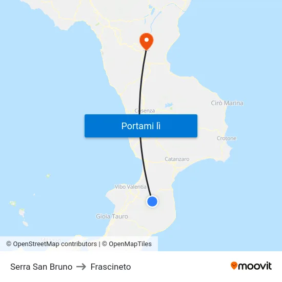 Serra San Bruno to Frascineto map