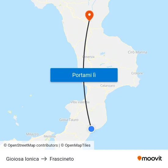 Gioiosa Ionica to Frascineto map