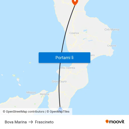 Bova Marina to Frascineto map