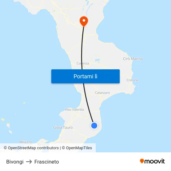 Bivongi to Frascineto map