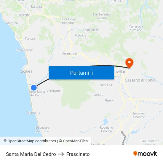 Santa Maria Del Cedro to Frascineto map