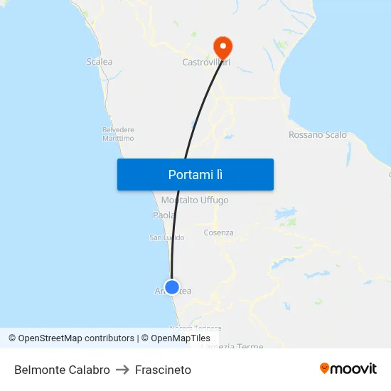 Belmonte Calabro to Frascineto map