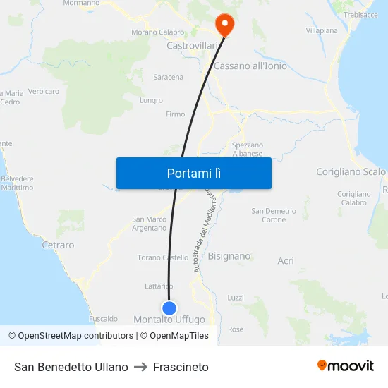 San Benedetto Ullano to Frascineto map