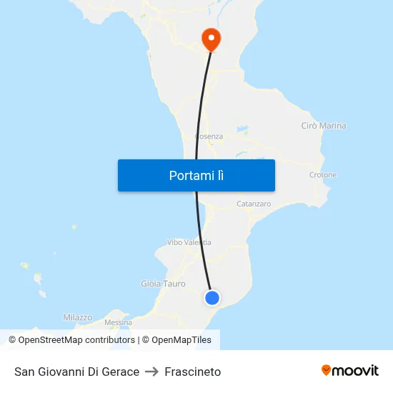 San Giovanni Di Gerace to Frascineto map