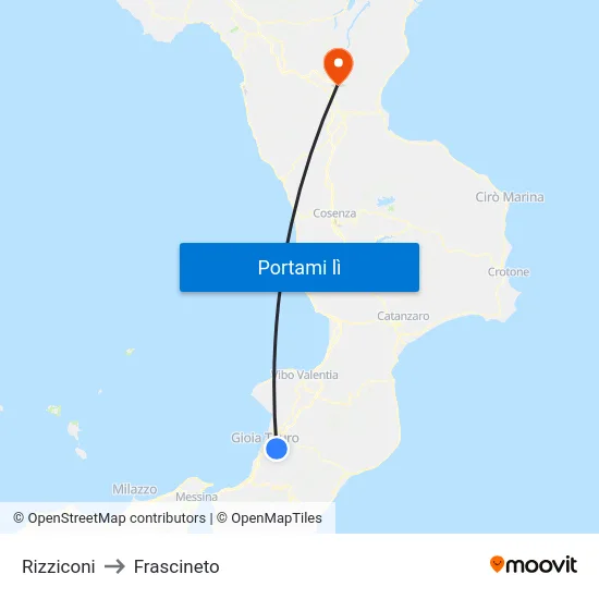 Rizziconi to Frascineto map