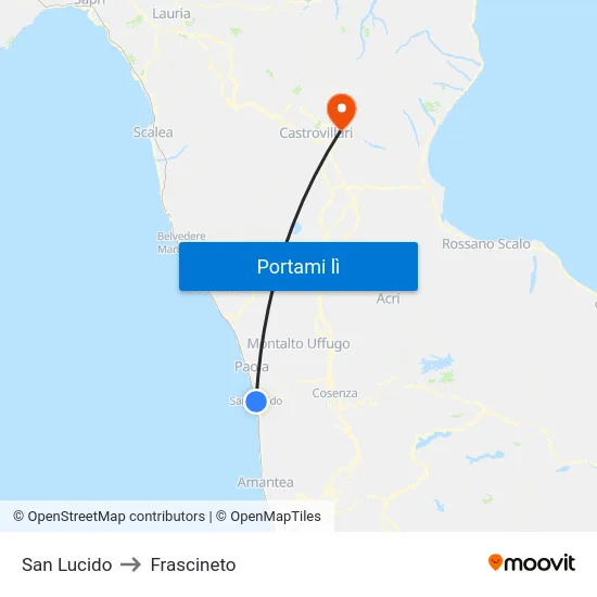 San Lucido to Frascineto map