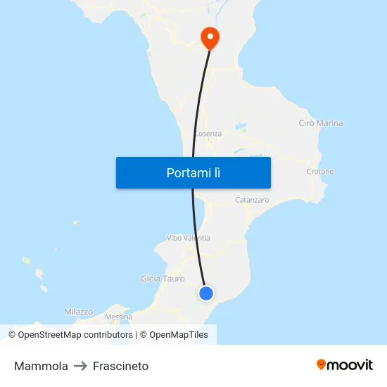 Mammola to Frascineto map