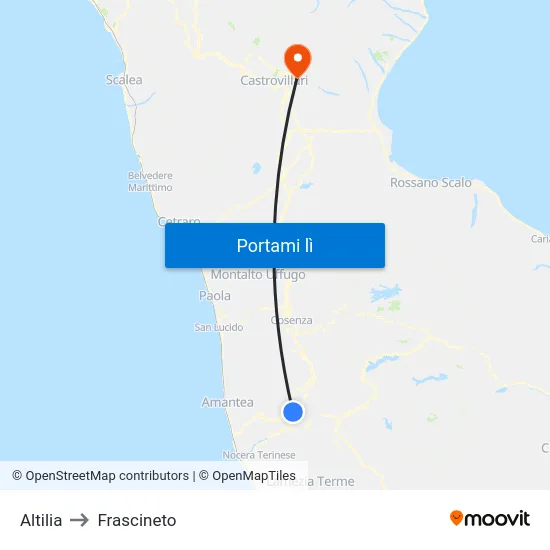 Altilia to Frascineto map