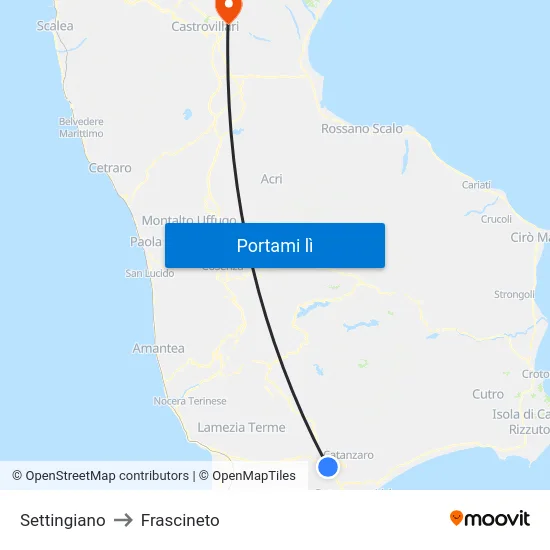 Settingiano to Frascineto map