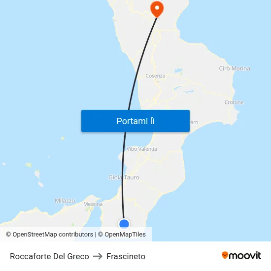Roccaforte Del Greco to Frascineto map