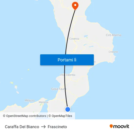 Caraffa Del Bianco to Frascineto map