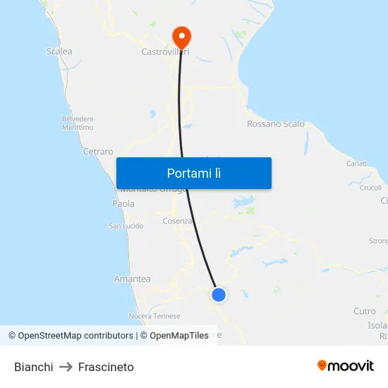 Bianchi to Frascineto map