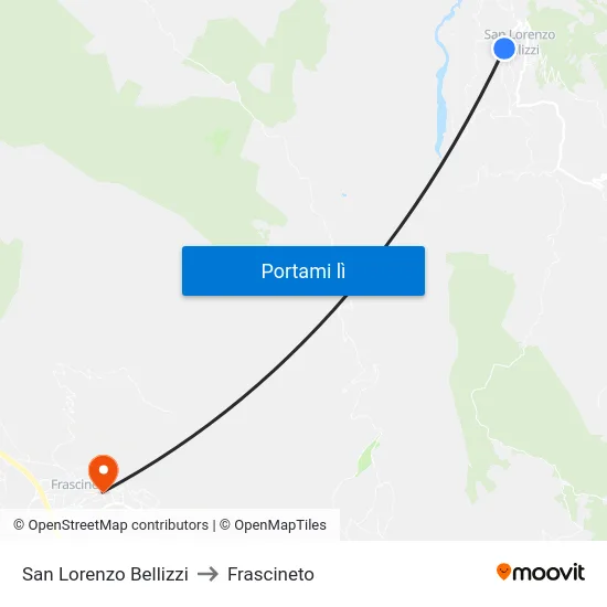 San Lorenzo Bellizzi to Frascineto map