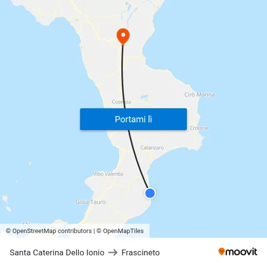 Santa Caterina Dello Ionio to Frascineto map