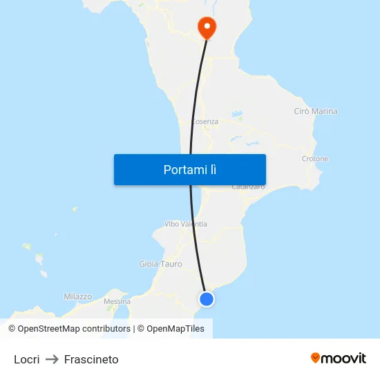 Locri to Frascineto map