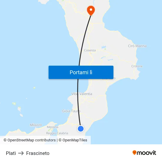 Platì to Frascineto map