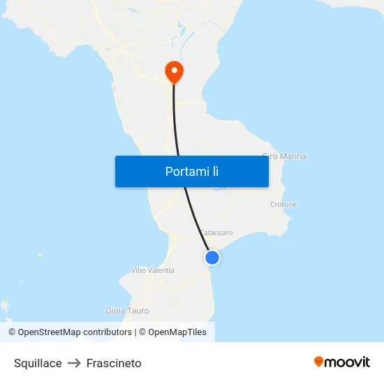 Squillace to Frascineto map