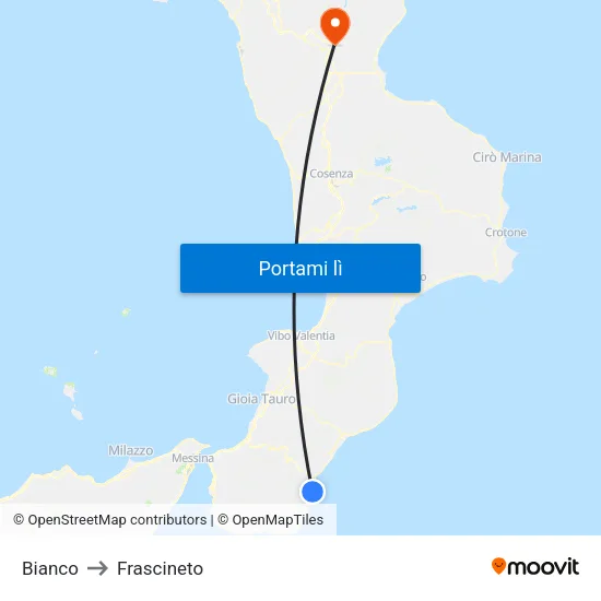 Bianco to Frascineto map