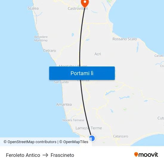 Feroleto Antico to Frascineto map