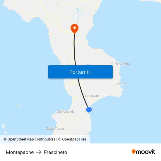 Montepaone to Frascineto map