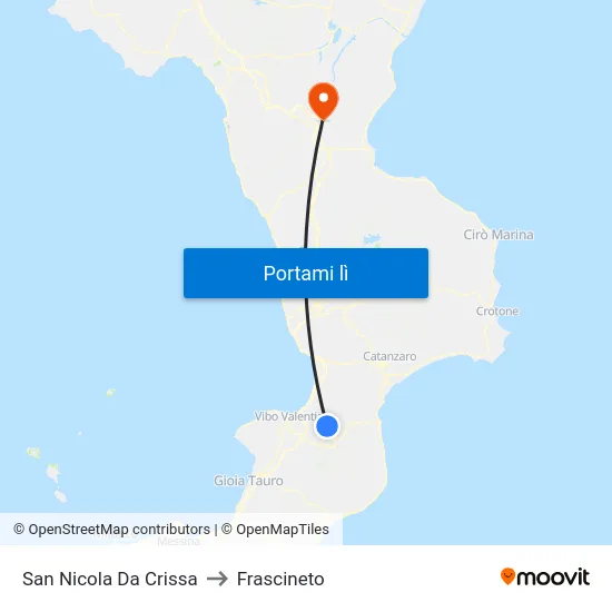 San Nicola Da Crissa to Frascineto map