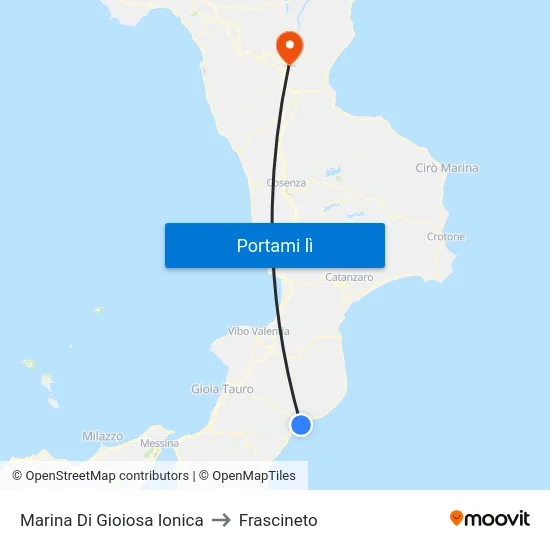 Marina Di Gioiosa Ionica to Frascineto map